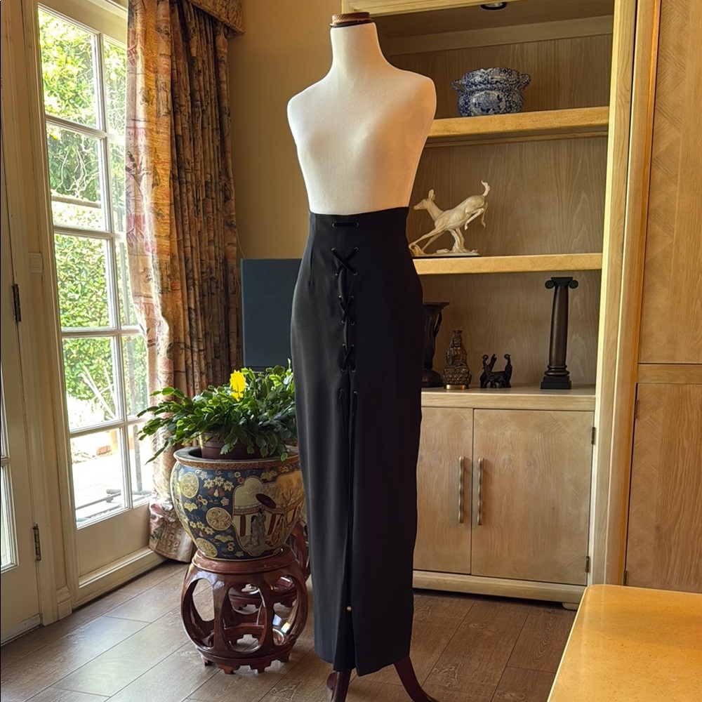 Black Lace-Up Maxi Skirt